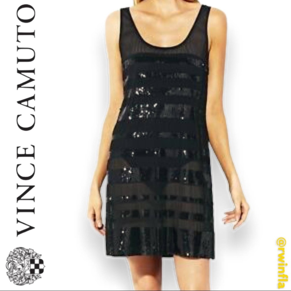 Vince Camuto Swim Dress Cover Up Sheer Striped Sequin Small